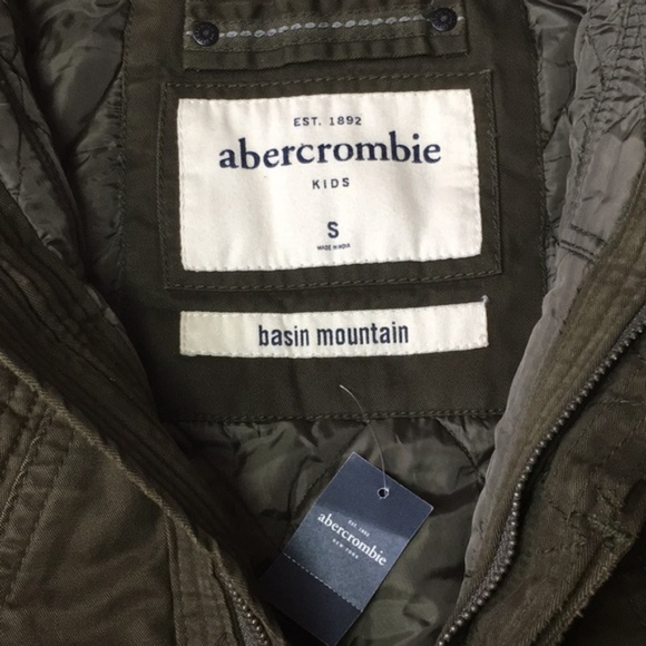 abercrombie kids Basin Mountain Green Winter Coat with Fur Hood Size S - Picture 9 of 9